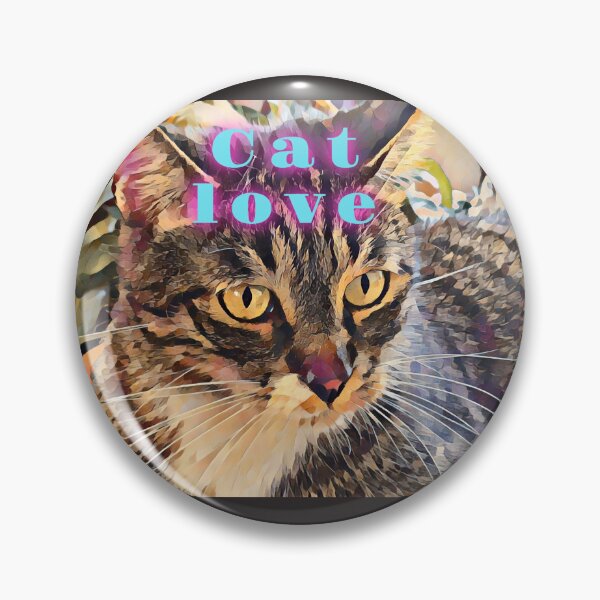 Item preview, Pure cat love with a stray cat portrait and cat love wordings in blue and pink colours  designed and sold by wallartofmio.