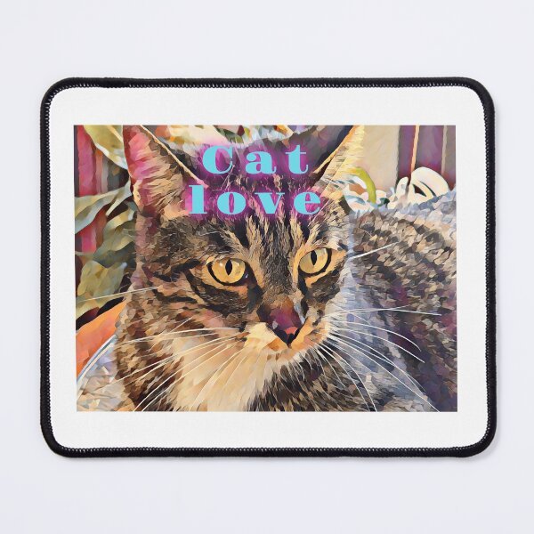 Item preview, Pure cat love with a stray cat portrait and cat love wordings in blue and pink colours designed and sold by wallartofmio.
