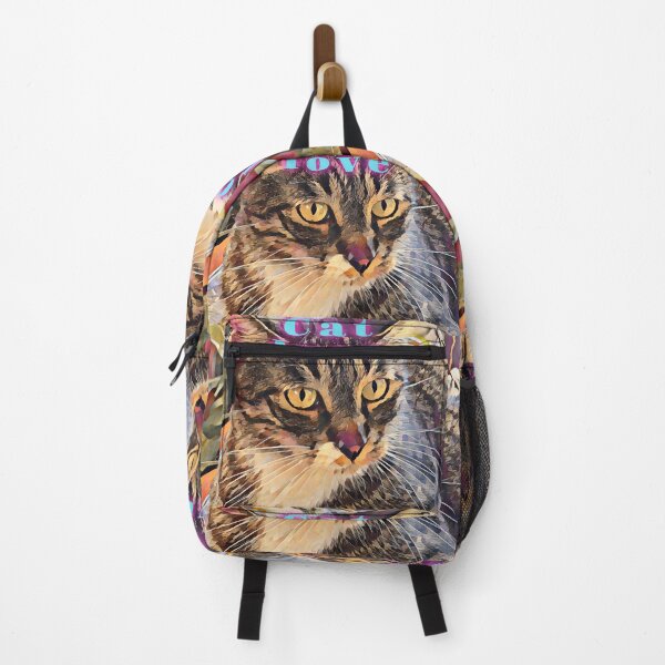 Item preview, Pure cat love with a stray cat portrait and cat love wordings in blue and pink colours designed and sold by wallartofmio.