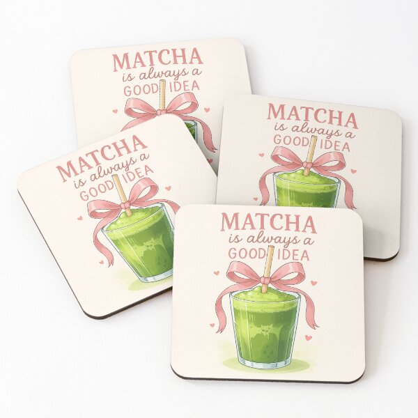 Item preview, Matcha Girly and Cozy | Kawaii Pink Bow Design for Prints, Mugs, and Notebooks designed and sold by Mycozydesign.