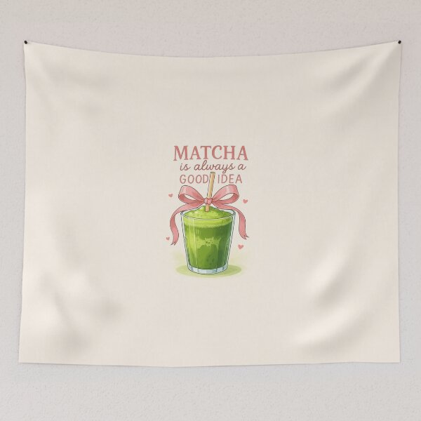 Item preview, Matcha Girly and Cozy | Kawaii Pink Bow Design for Prints, Mugs, and Notebooks designed and sold by Mycozydesign.