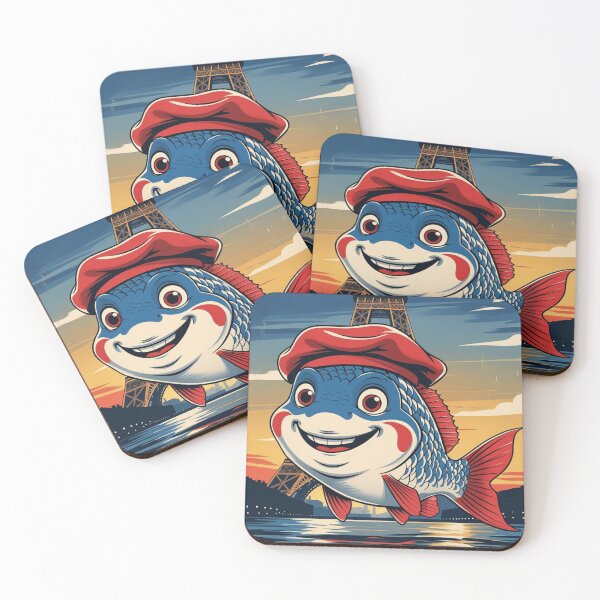 Item preview, Smiling French Fish – Bastille Day Sunset by Eiffel Tower designed and sold by DariaCraft.