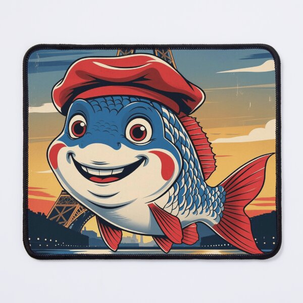 Item preview, Smiling French Fish – Bastille Day Sunset by Eiffel Tower designed and sold by DariaCraft.
