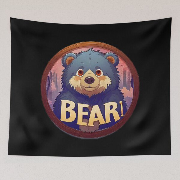 Item preview, Image 3/6 of a fantasy bear with the large phrase "BEAR!" in the center inside a circle. designed and sold by Giulivo Store Graphic.
