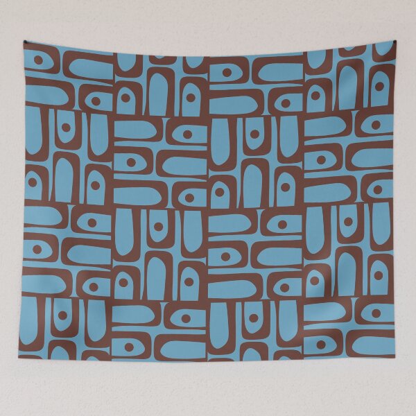 Item preview, Eclectic Mid Century Modern Piquet Multi Pattern in Blue and Brown designed and sold by kierkegaard.