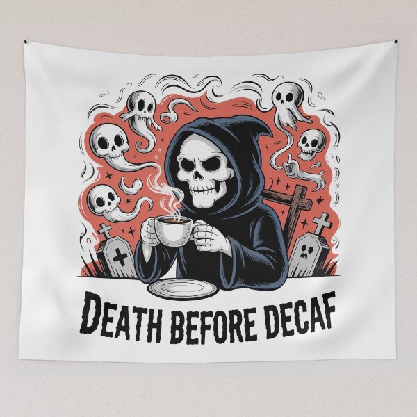 Item preview, Death Before Decaf  designed and sold by Hairball-Pets.