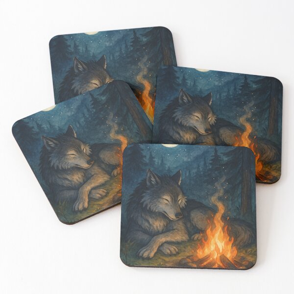 Item preview, Resting Forest Werewolf – Cozy Watercolor Fantasy Art designed and sold by Quiet Gold.