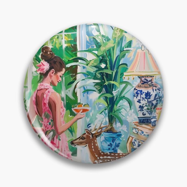 Item preview, Grandmillennial art, Unexpected visitor, deer in preppy interior designed and sold by SophieClimaArt.