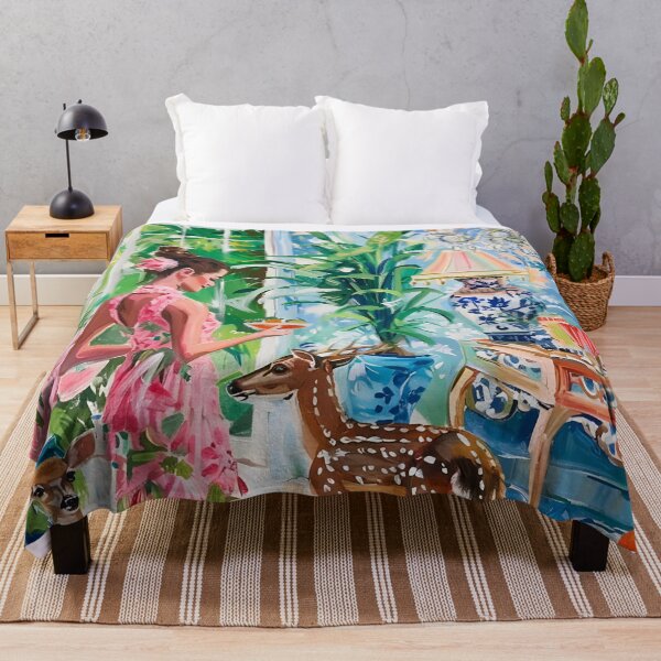 Item preview, Grandmillennial art, Unexpected visitor, deer in preppy interior designed and sold by SophieClimaArt.
