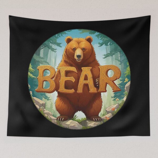Item preview, Image 4/6 of a fantasy bear with the large phrase "BEAR!" in the center inside a circle. designed and sold by Giulivo Store Graphic.