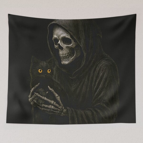 Item preview, Grim Reaper Holding Black Cat designed and sold by Shoot-The-Moon.