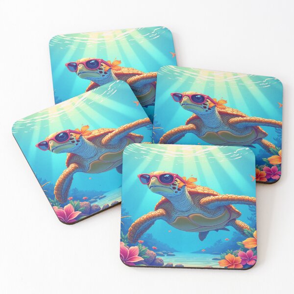 Item preview, "SUNGLASSES AND GRACEFUL SWIMMING" - THE CHIC TURTLE THAT MAKES YOU WANT TO TAN UNDER THE CORALS. designed and sold by Ralek.