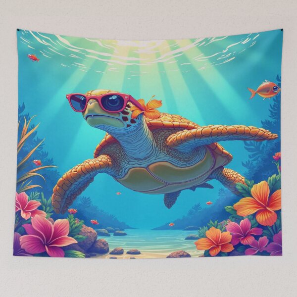 Item preview, "SUNGLASSES AND GRACEFUL SWIMMING" - THE CHIC TURTLE THAT MAKES YOU WANT TO TAN UNDER THE CORALS. designed and sold by Ralek.