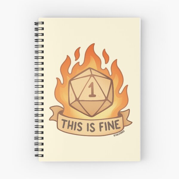 Item preview, “This Is Fine” D20 Critical Fail Sticker Sticker designed and sold by FableForged.
