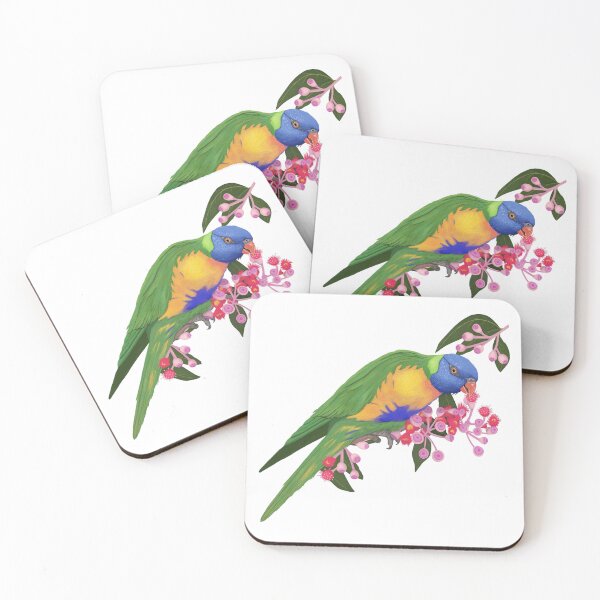 Item preview, Vibrant Rainbow Lorikeet Bird with Native Flowers designed and sold by SarahsArtAndCrafts.