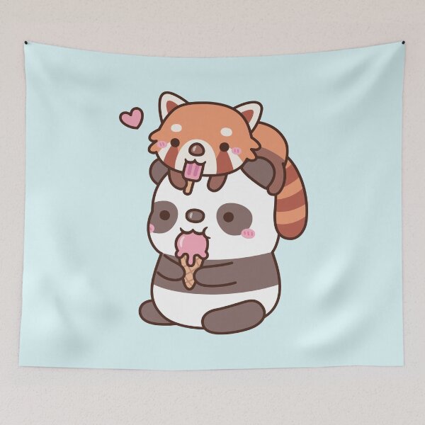 Item preview, Cute Red Panda And Panda Eating Ice Cream For Summer designed and sold by rustydoodle.