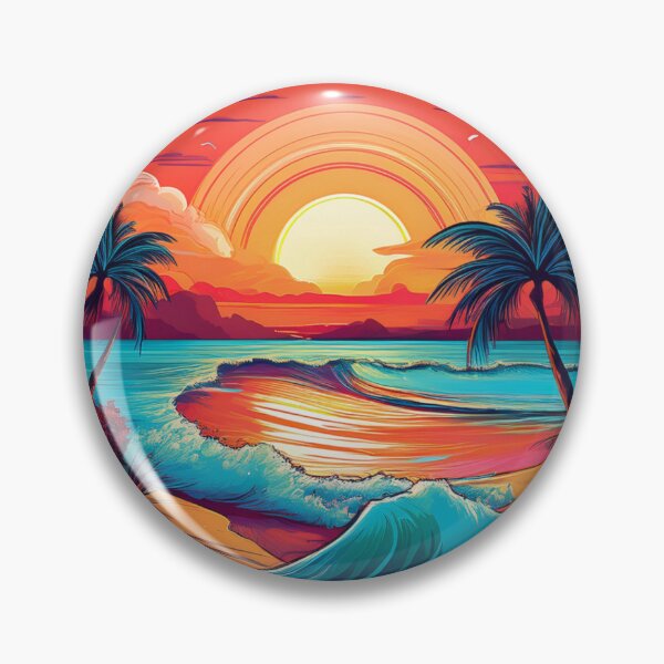 Item preview, Impresión artística de playa con puesta de sol tropical y palmeras designed and sold by AnTartstudios.