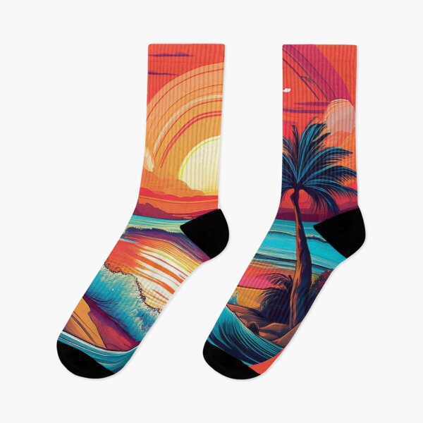Item preview, Tropical Sunset Beach Art Print with Palm Trees designed and sold by AnTartstudios.