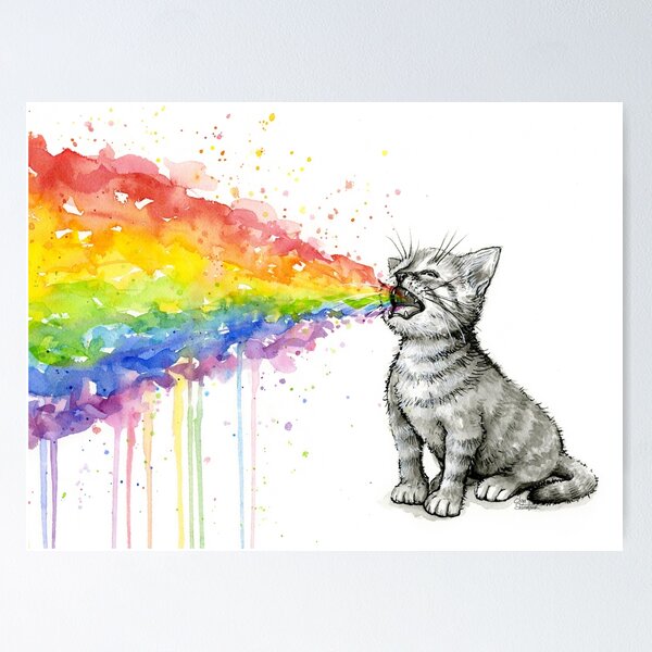 Cat Tastes the Grumpy Rainbow Leggings by Olechka