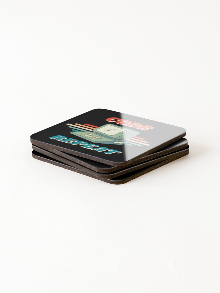 Thumbnail 4 of 5, Coasters (Set of 4), Retro Code Repeat designed and sold by EmsiPrintVault.