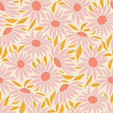Artwork thumbnail, Sunflowers - Pink and gold on cream by Cecca Designs by Cecca-Designs