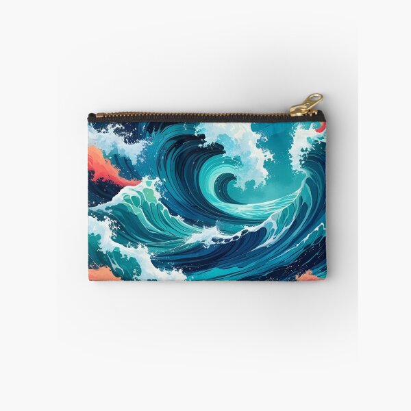 Item preview, Aesthetic Ocean Waves in Orange and Aqua Color Scheme designed and sold by EschatonGarden.
