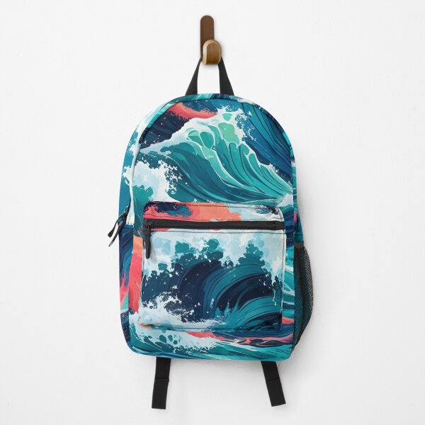 Item preview, Aesthetic Ocean Waves in Orange and Aqua Color Scheme designed and sold by EschatonGarden.