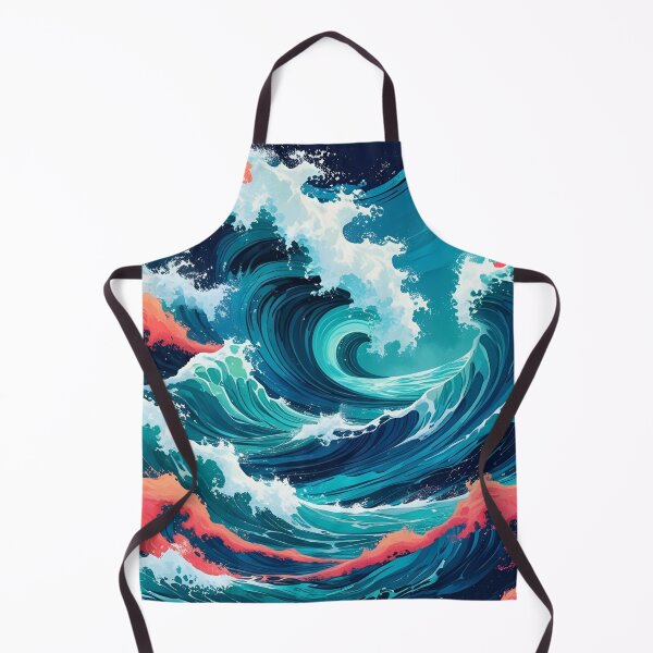 Item preview, Aesthetic Ocean Waves in Orange and Aqua Color Scheme designed and sold by EschatonGarden.