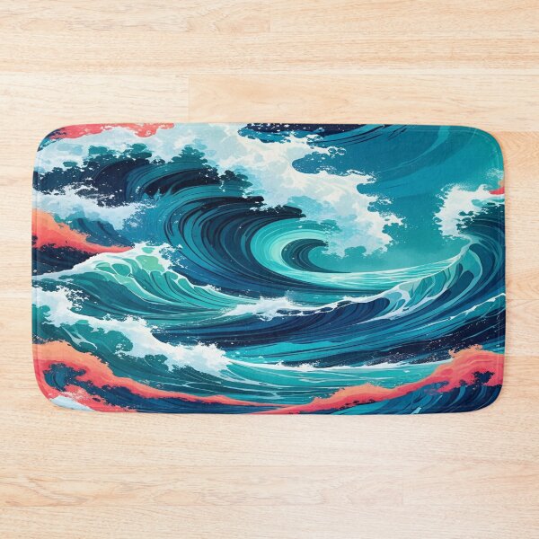 Item preview, Aesthetic Ocean Waves in Orange and Aqua Color Scheme designed and sold by EschatonGarden.