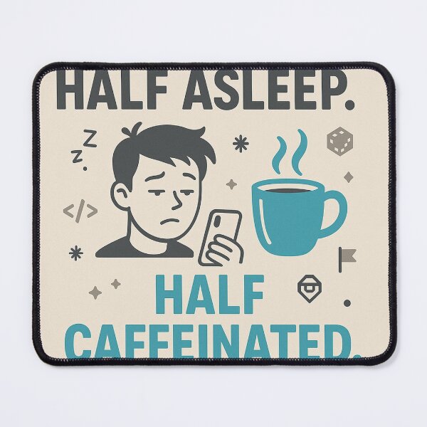 Item preview, Half Asleep, Half Caffeinated – Coding Life designed and sold by NoSleepClub99.