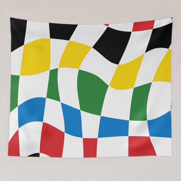 Item preview, Cool Modern Liquid Checkered Pattern in Cycling Colors designed and sold by Deutschic.