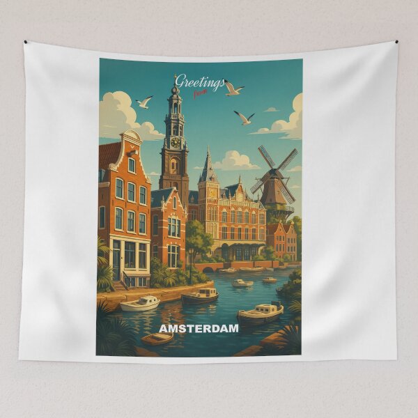 Item preview, Greetings from AMSTERDAM Neatherland - Modern Colorful City View designed and sold by Earth Celebration Designs.