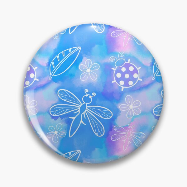 Item preview, Romantic pattern with ladybug and dragonfly on watercolor blue pink designed and sold by Na-Tasch-A.