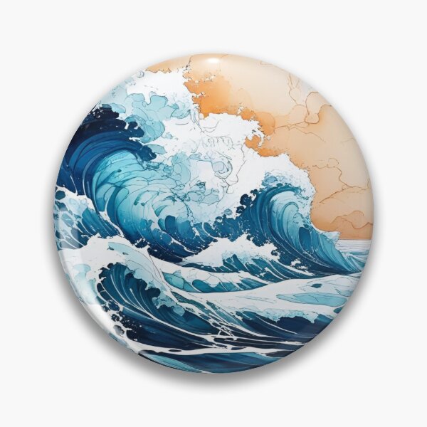 Item preview, Aesthetic Ocean Waves in Alcohol Ink with Soft Blue hues designed and sold by EschatonGarden.
