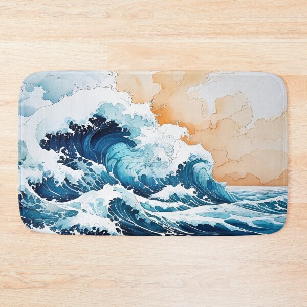 Item preview, Aesthetic Ocean Waves in Alcohol Ink with Soft Blue hues designed and sold by EschatonGarden.