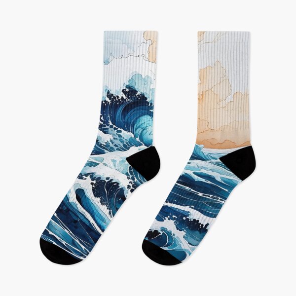 Item preview, Aesthetic Ocean Waves in Alcohol Ink with Soft Blue hues designed and sold by EschatonGarden.