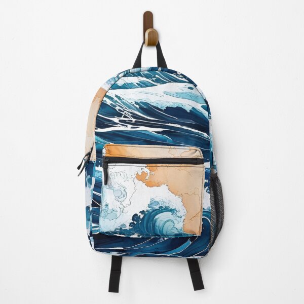 Item preview, Aesthetic Ocean Waves in Alcohol Ink with Soft Blue hues designed and sold by EschatonGarden.