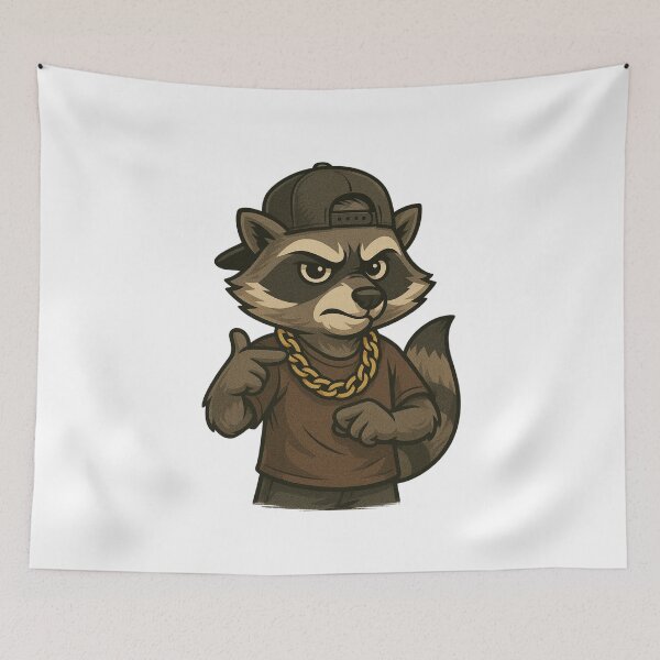 Item preview, Rap Raccoon – Cool Raccoon with Backwards Cap and Gold Chain Illustration designed and sold by ColorSplash123.