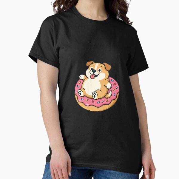 Item preview, Perro corpulento flotando en una dona: diseño de perro lindo y divertido para amantes de la comida designed and sold by ColorSplash123.