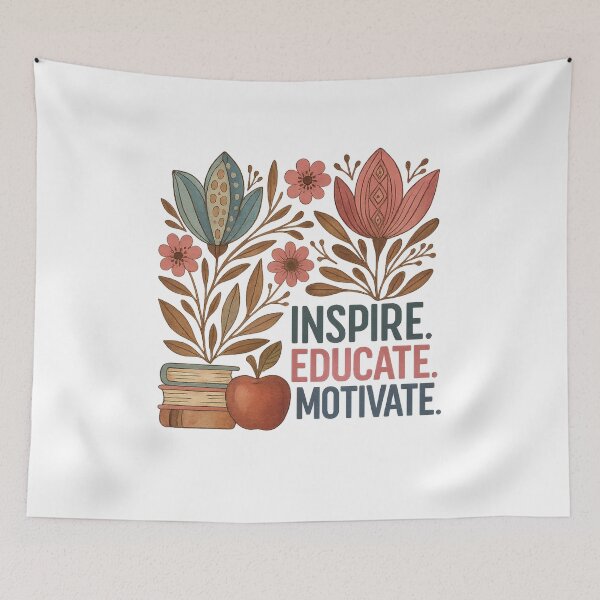Item preview, Boho floral teacher png｜inspire educate｜school books png｜teacher apple png｜boho floral teacher｜motivate｜teacher life｜teacher png｜teacher designed and sold by PixelBlooming.