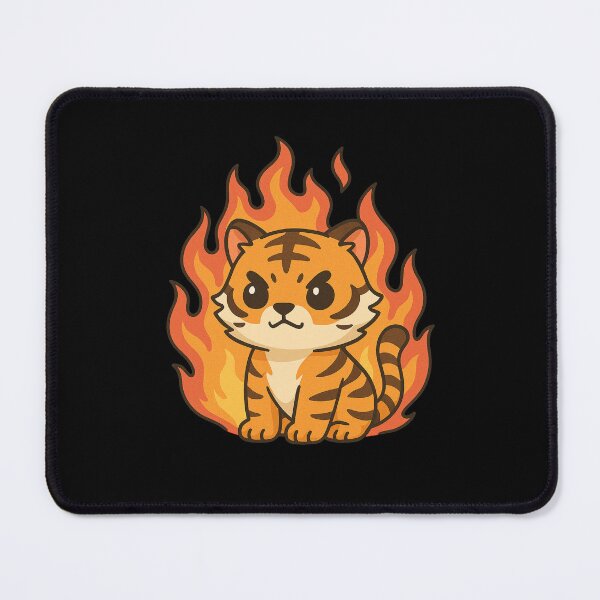Item preview, Chibi Tiger with Flames – Cute & Fierce Cartoon Animal Art designed and sold by ColorSplash123.