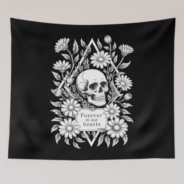 Item preview, Cat skull and pretty flowers designed and sold by tearbytea.