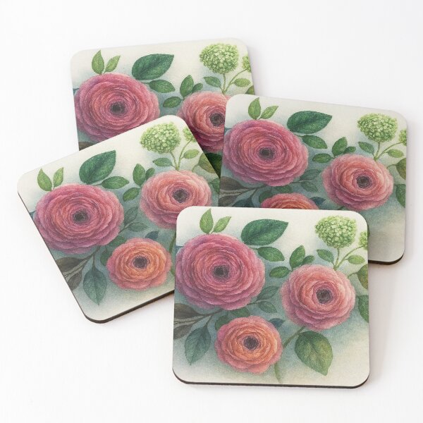 Item preview, Vibrant Pink Ranunculus Watercolor Illustration designed and sold by Pacika.