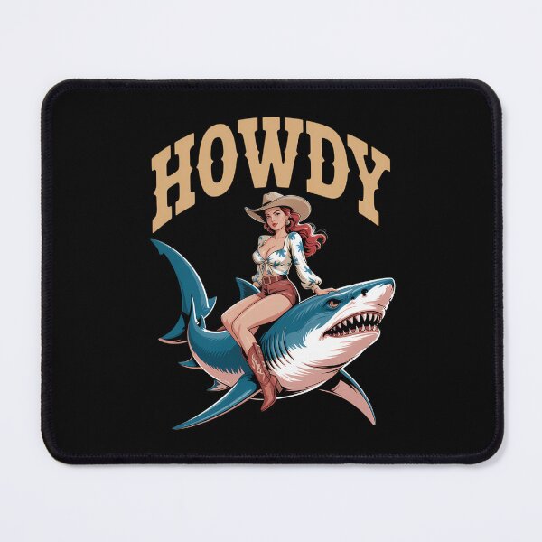 Item preview, Cowgirl Riding Shark Rodeo Funny Western Summer Howdy designed and sold by tearbytea.