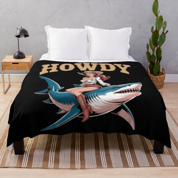Item preview, Cowgirl Riding Shark Rodeo Funny Western Summer Howdy designed and sold by tearbytea.