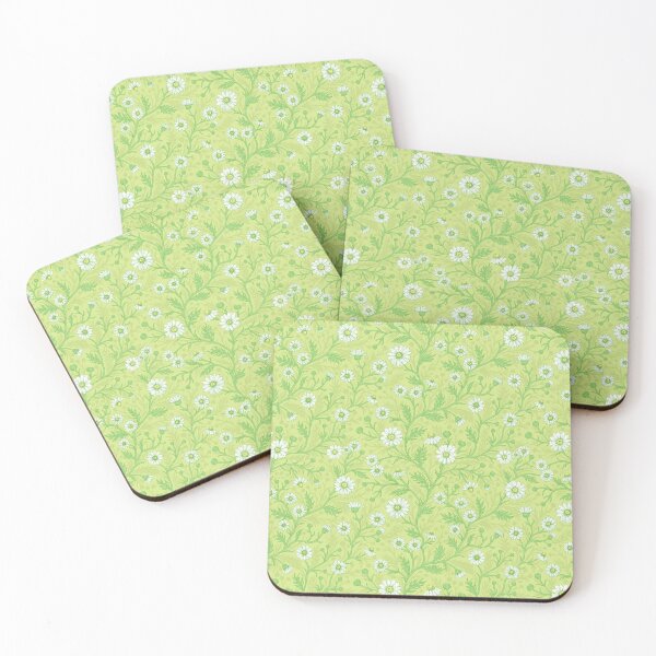Item preview, Daisies in white and green on honey dew green designed and sold by Katerina Mitkova Kirilova.