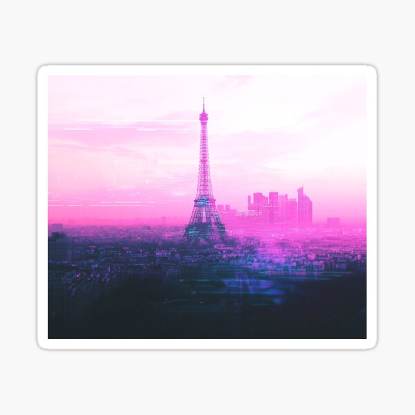 Item preview, glitched paris skyline designed and sold by RadiantFade.