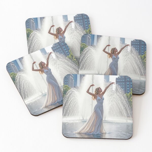 Item preview, Beautiful Woman Posing In a City Fountain designed and sold by Maria Dryfhout.