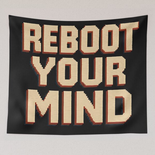 Item preview, Reboot Your Mind – Retro Pixel Art Typography Motivational Design designed and sold by The-Daily-Drape.