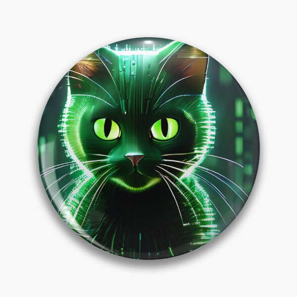 Item preview, Cyberpunk Digital Cat - Futuristic Neon Matrix Code Feline Art designed and sold by AbdS07.